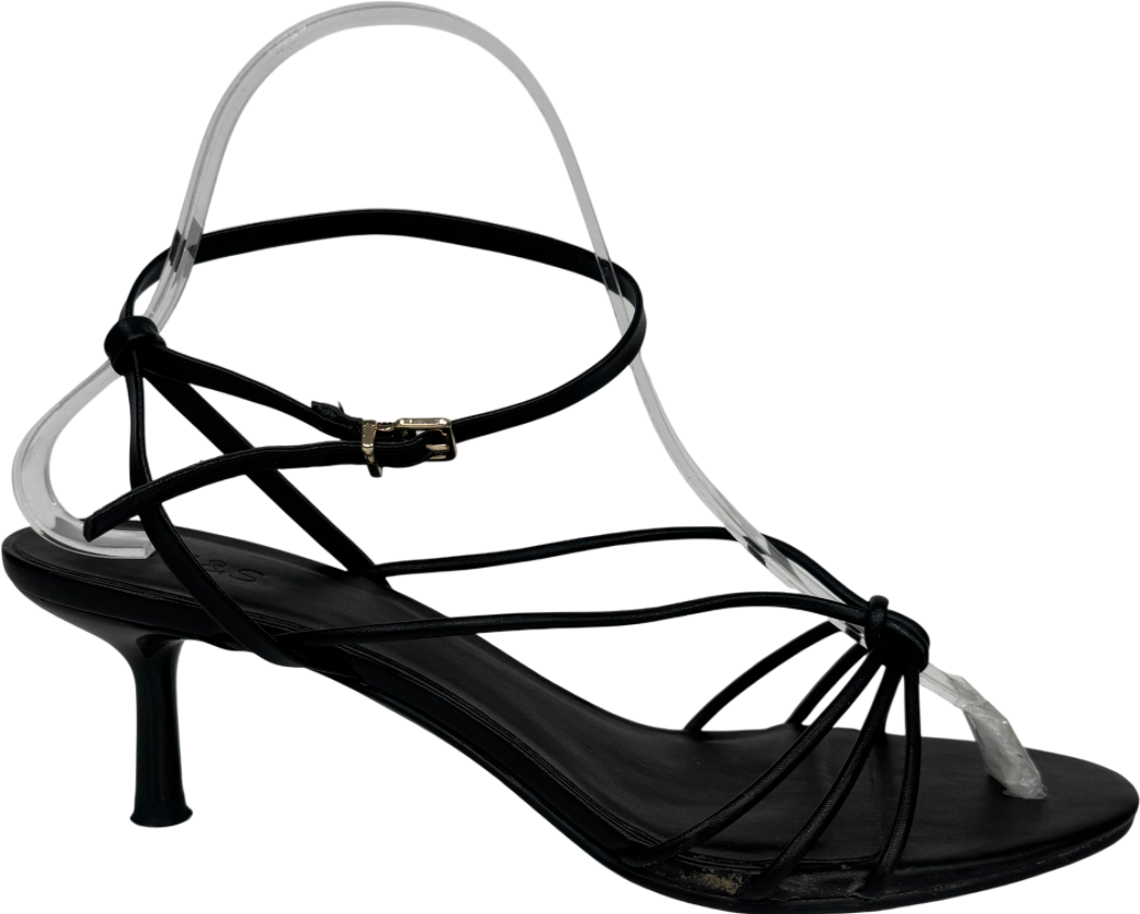 M&S Black Buckle Strap Stiletto Heels UK 5 EU 38 👠