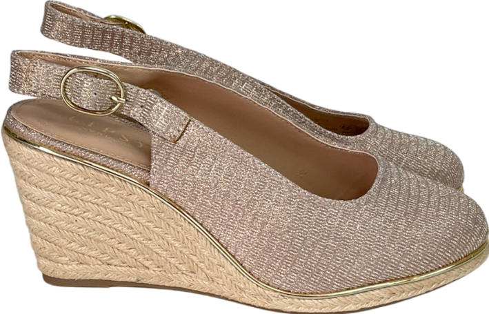 lipsy london Beige Standard Fit Mid Closed Toe Sparkly Slingback Wedges UK 5 EU 38 👠