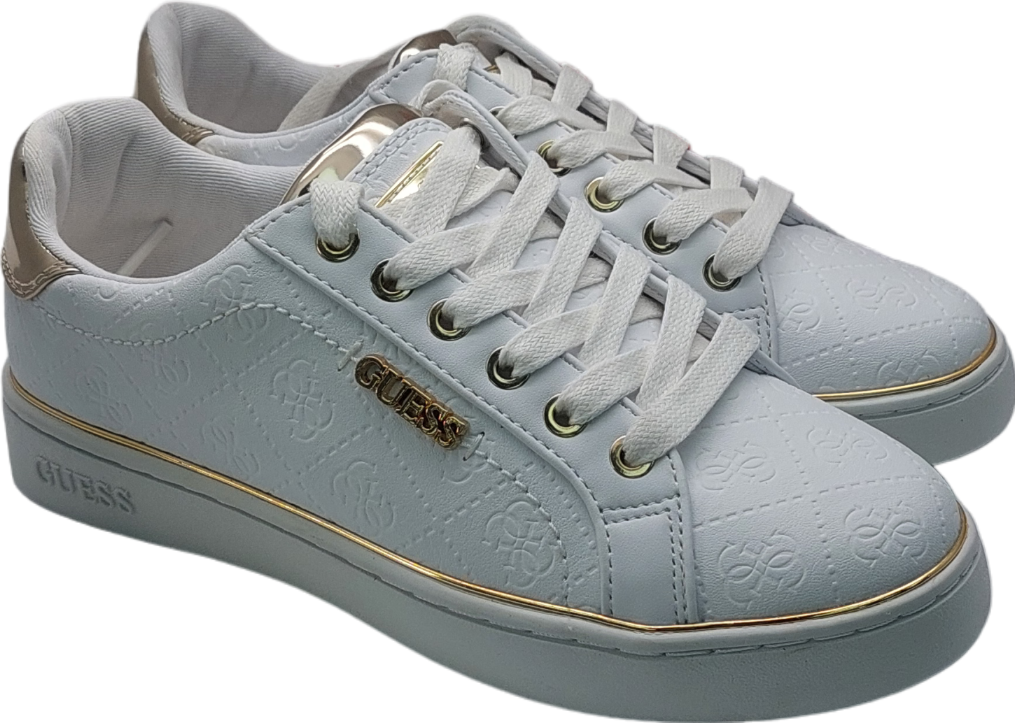 Guess White Buckie Debossed 4g Logo Sneaker UK 4 EU 37 👠