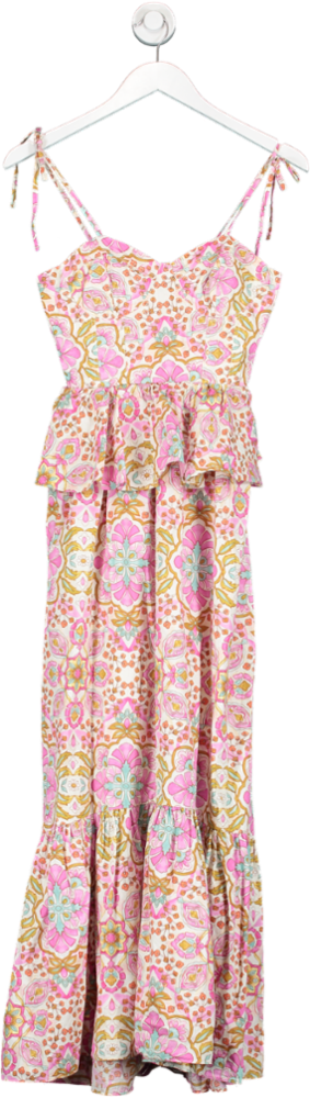 MISA Los Angeles Pink Rosie Dress In Floral Print UK XS