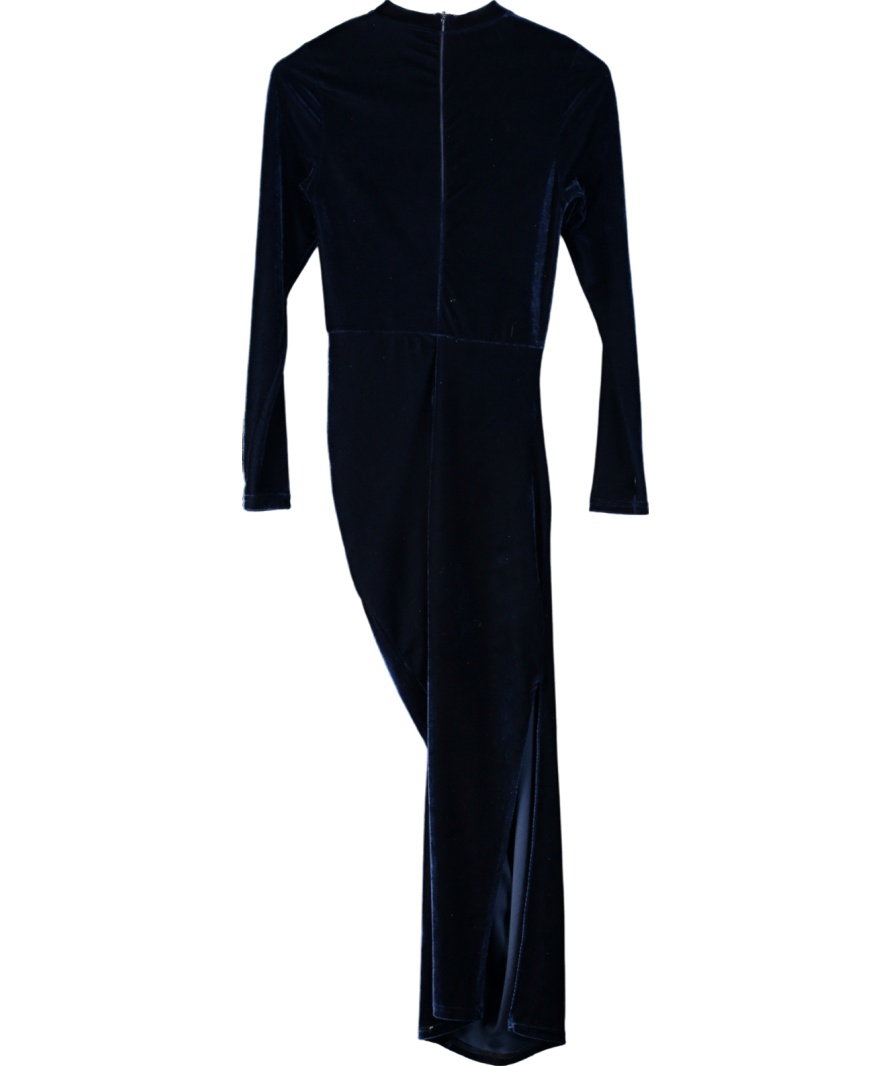 AX Paris Blue High Neck Long Sleeve Velvet Maxi Dress UK XS