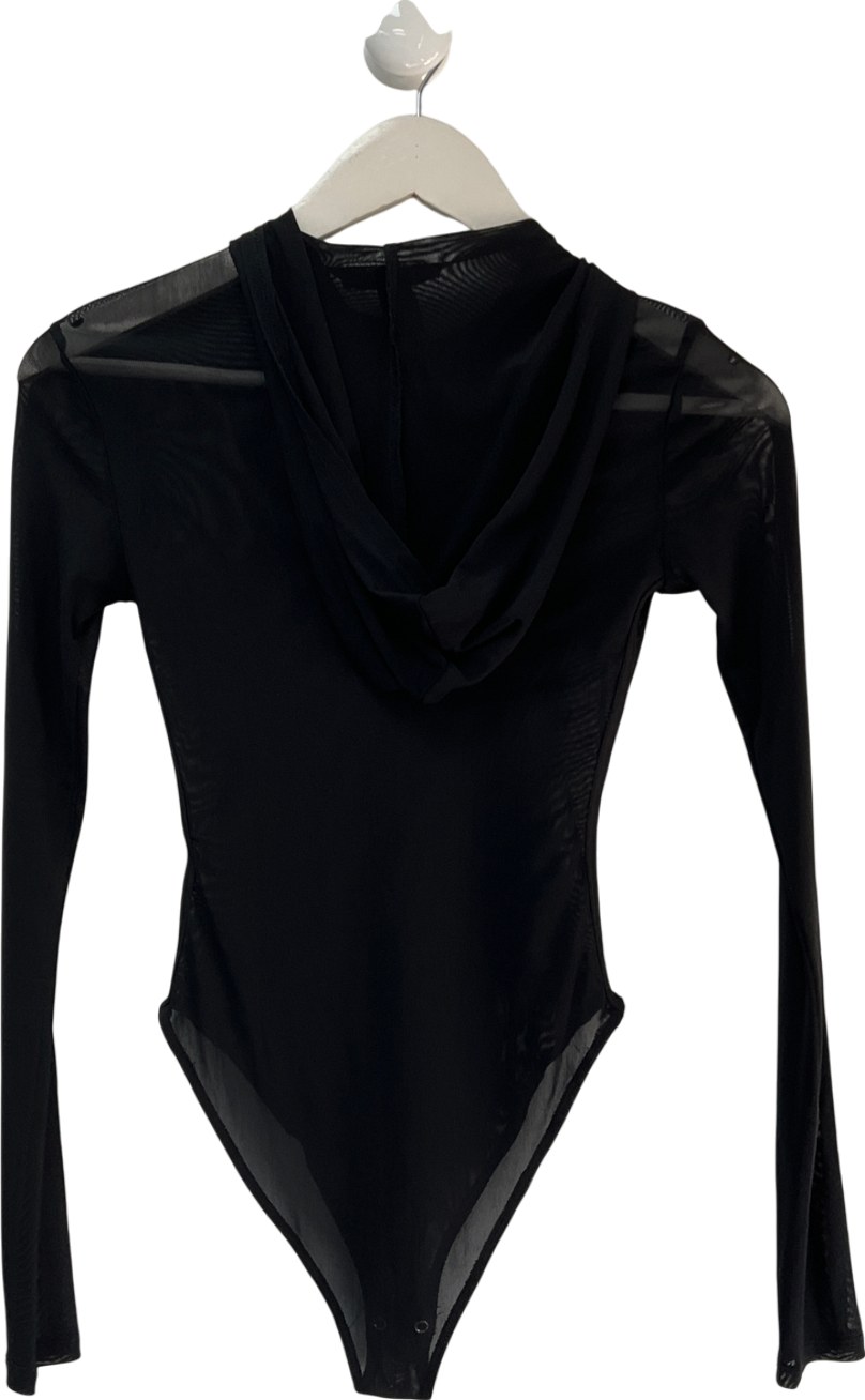 forever 21 Black Mesh Quatr Zip Bodysuit UK S