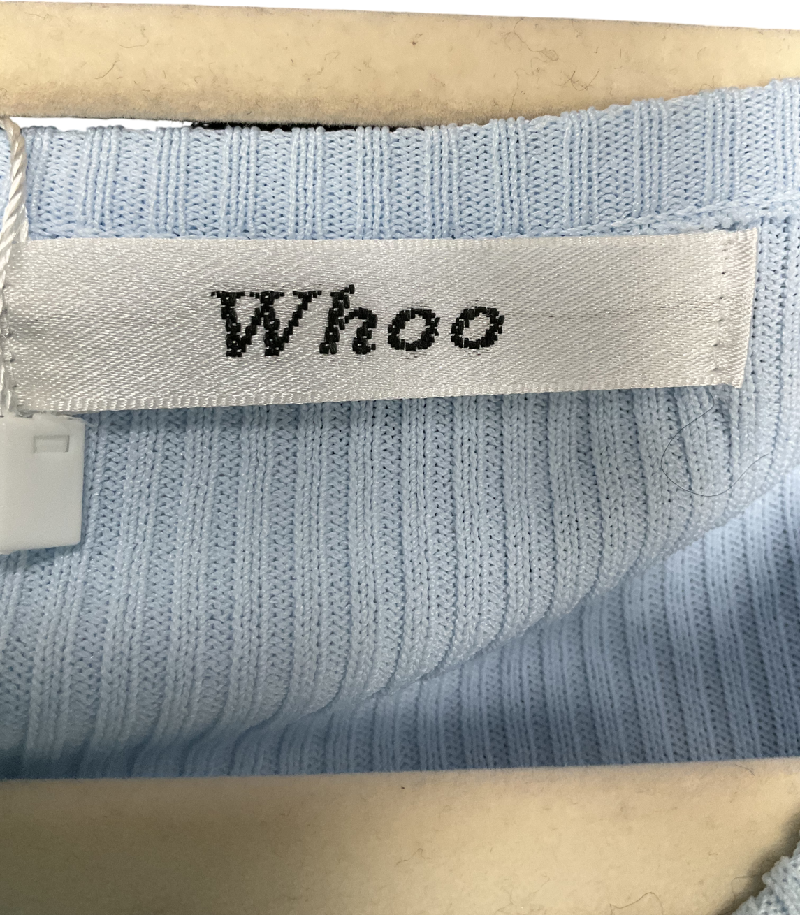 Whoo Blue Ribbed Half Button Top UK S