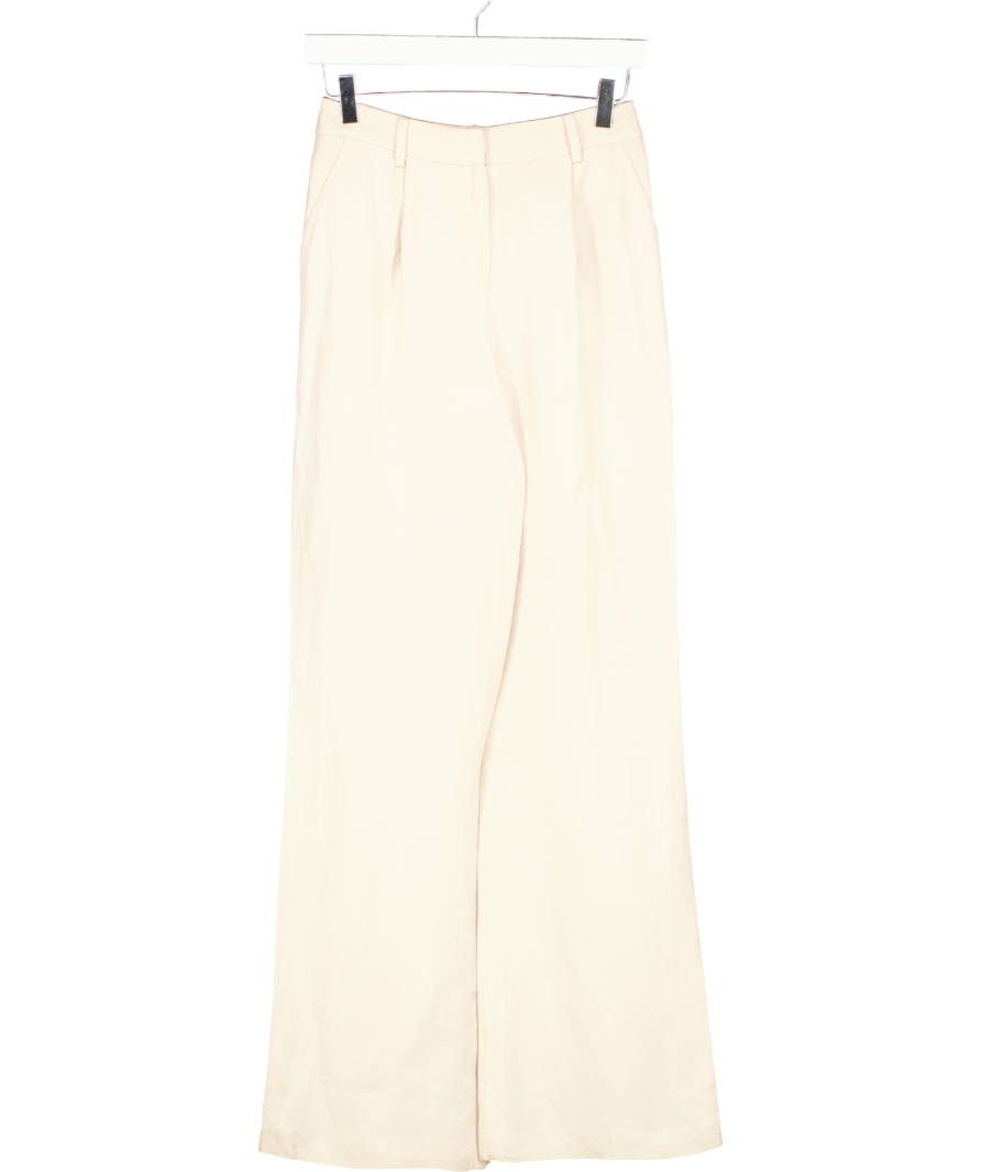 Karen Millen Beige Tailored Linen Pleated Trousers UK 6