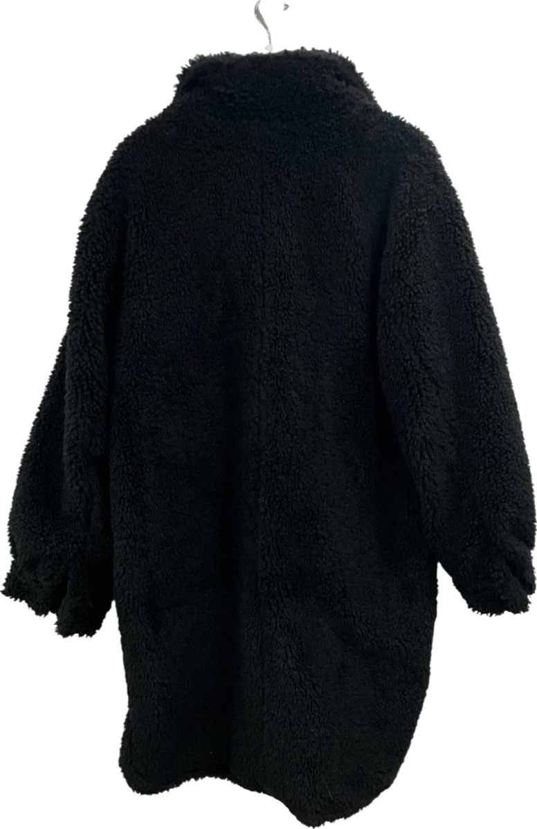 Missguided Black Teddy Bear Coat - Plus Size UK 16