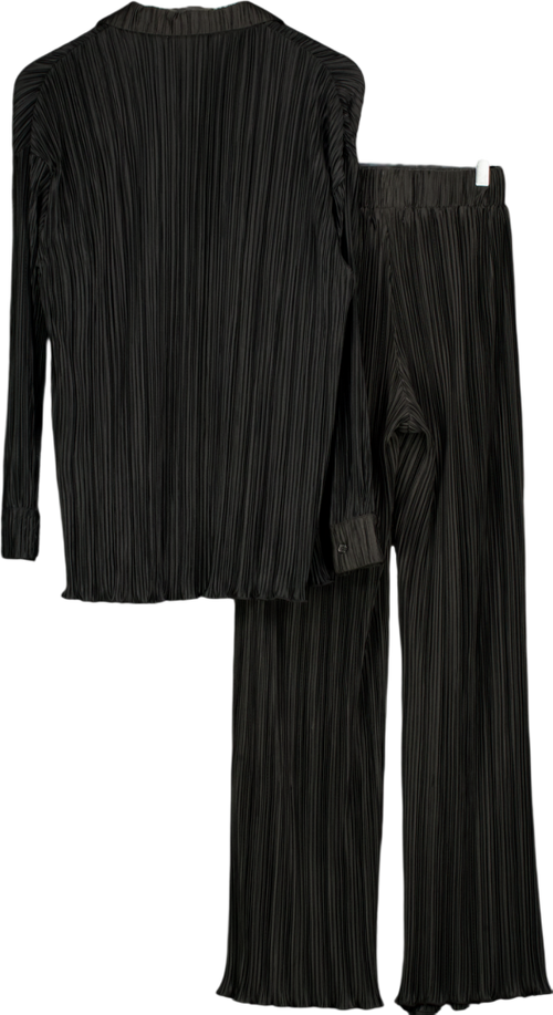 4th & Reckless 2-piece Black Plisse Shirt And Trouser Set UK 6