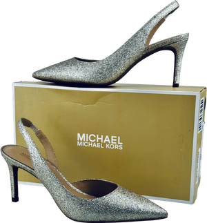 MICHAEL Michael Kors Pale Metallic Gold Alina Flex Slingback Heels UK 4.5 EU 37.5