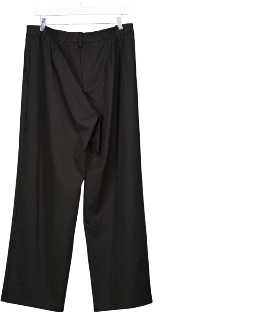 Eileen Fisher Black Washable Flex Ponte Wide Trouser Trousers UK M