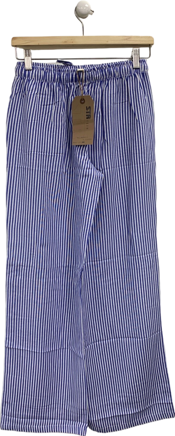 Stradivarius Blue/White Striped Drawstring Trousers XS