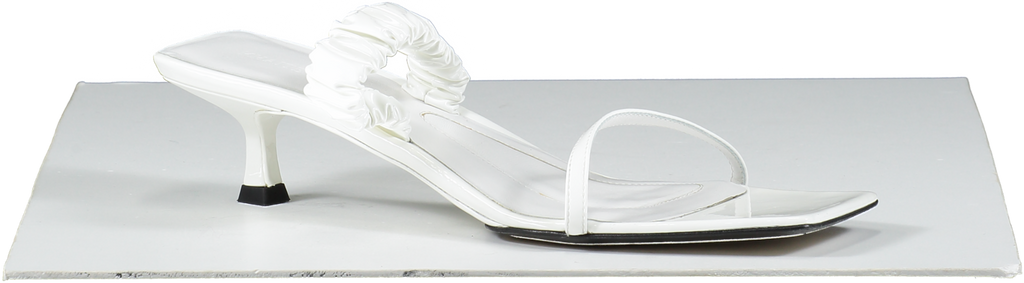 Khaite White Georgia Ruched Pantent leather Sandals UK 7.5 EU 40.5 👠