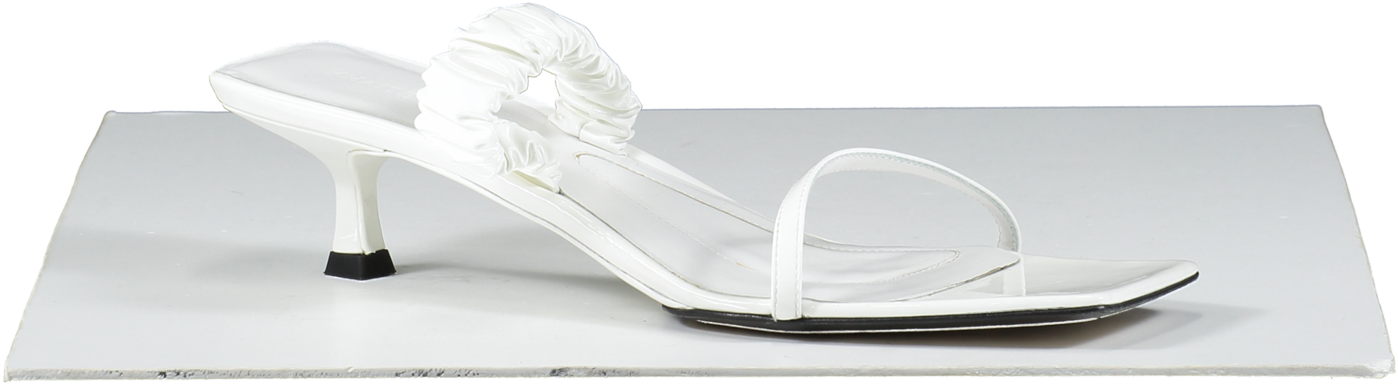 Khaite White Georgia Ruched Pantent leather Sandals UK 7.5 EU 40.5 👠