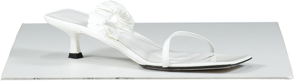 Khaite White Georgia Ruched Satin Sandals UK 7.5 EU 40.5 👠