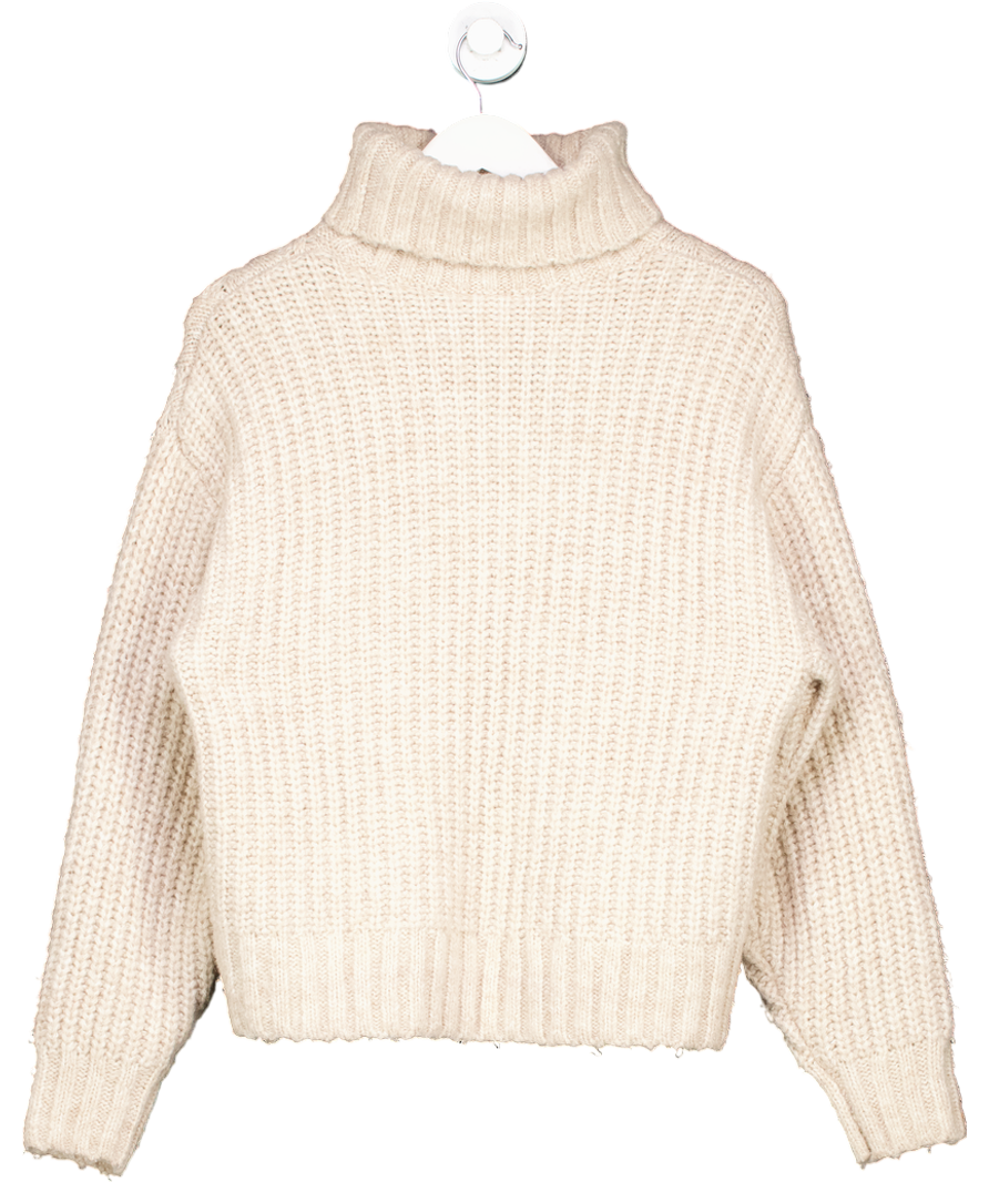 H&M Cream Cable-knit Polo-neck Jumper UK XS