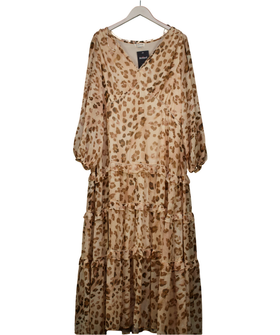 Monsoon Brown Leona Leopard Print Maxi Dress UK 22
