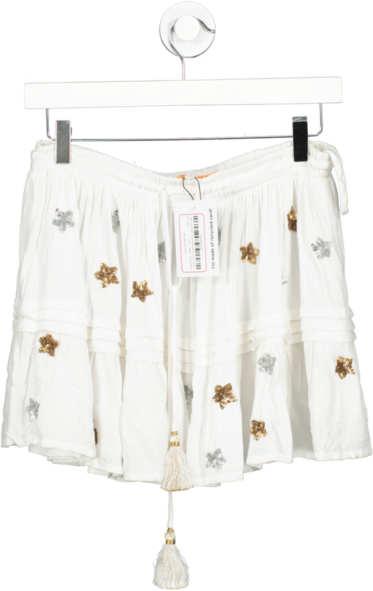 Rococo Sand White Sequin Star Mini Skirt UK S