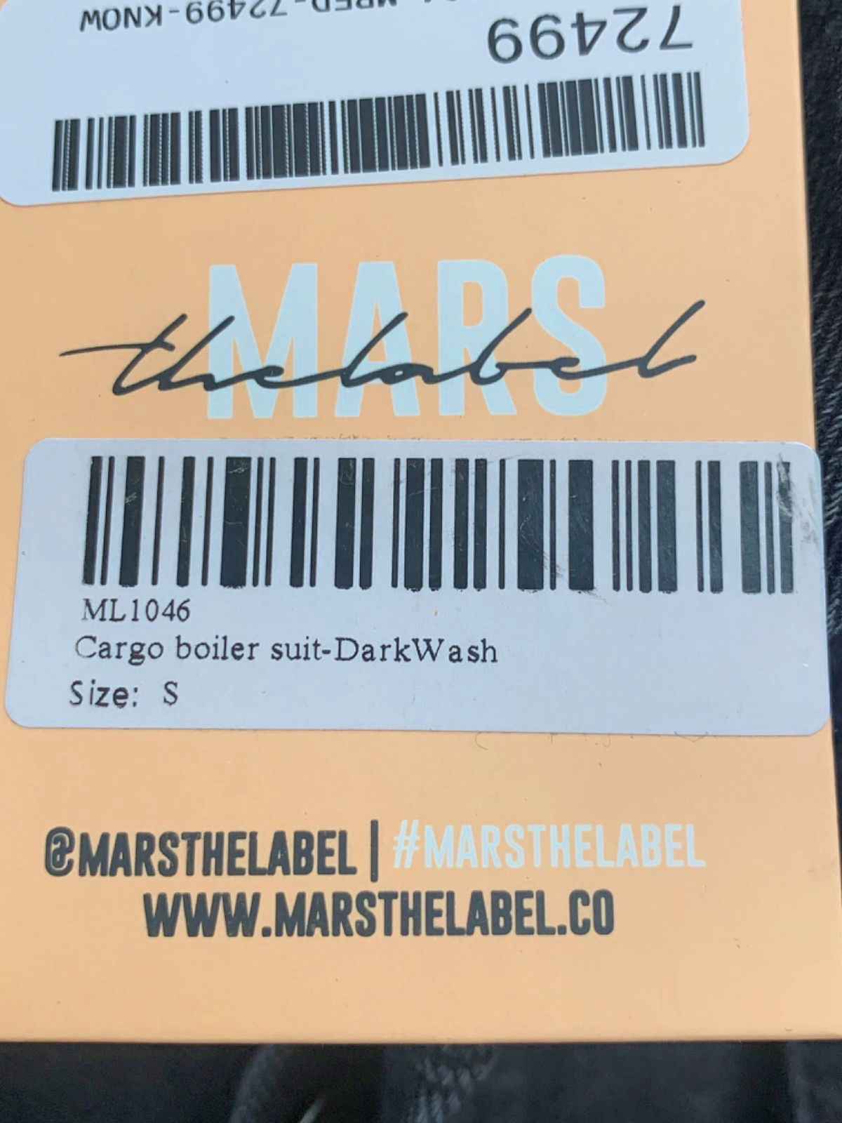 Mars The Label Dark Wash Cargo Boiler Suit UK S