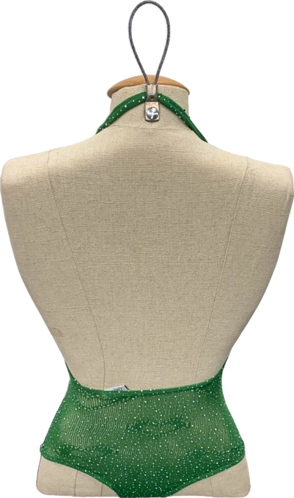 Ciberia Green Heart Pattern Halter Bodysuit One Size