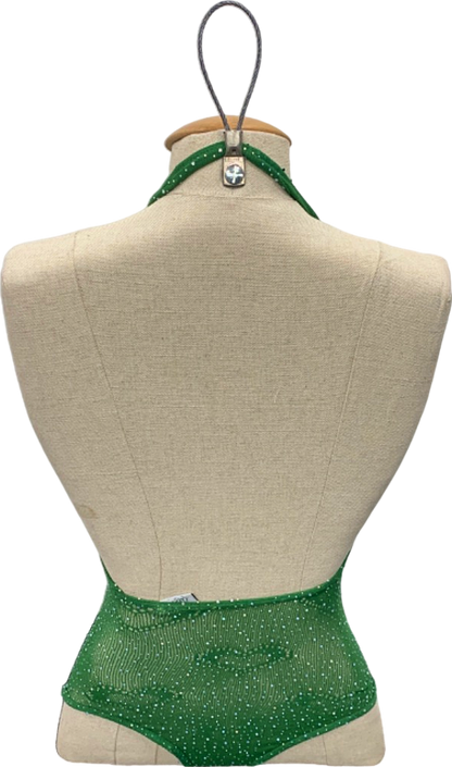 Ciberia Green Heart Pattern Halter Bodysuit One Size