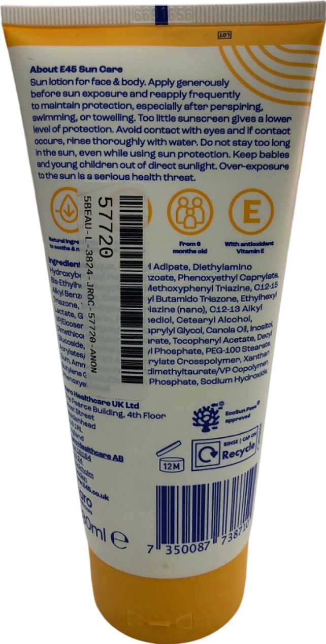 E45 Sun Care Kids & Baby Sensitive Lotion 50+ SPF 180ml