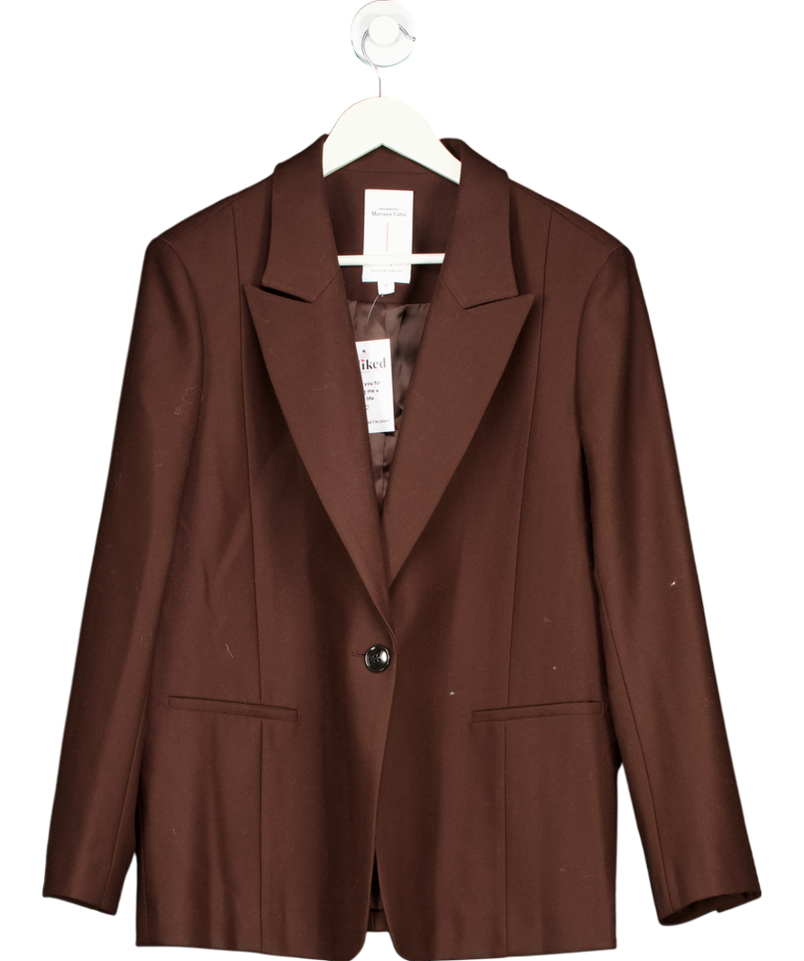 Fabrique Brown 100% Wool Lygia Raw Edge Blazer UK S