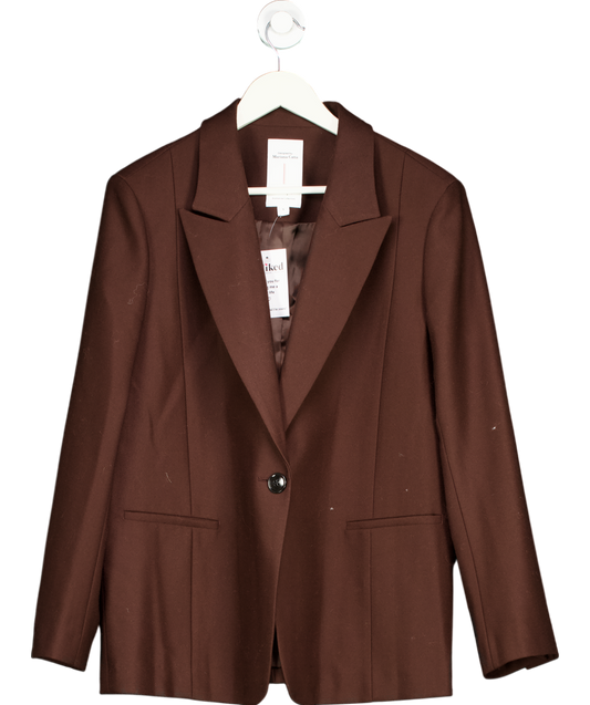 Fabrique Brown 100% Wool Lygia Raw Edge Blazer UK S