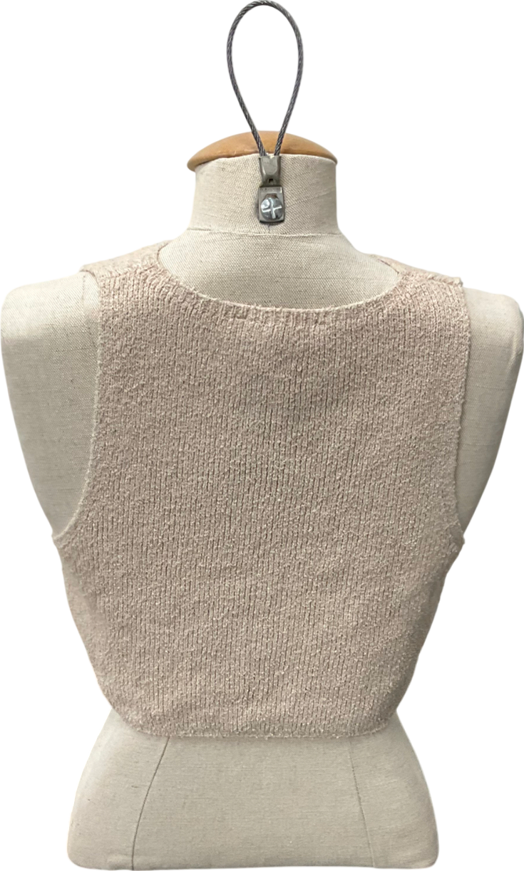 ZARA Beige Stretch Knit Vest Top UK S