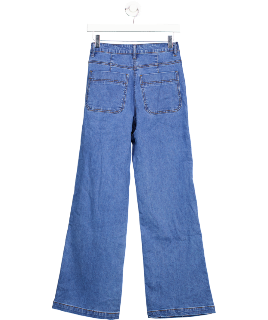 Karen Millen Blue Denim Seam Front Straight Leg Jean UK 6