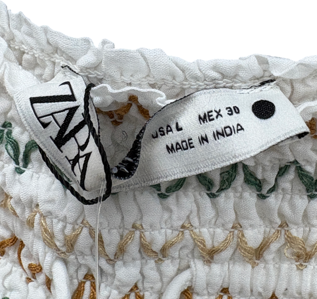 ZARA White Embroidered Sea Motif Skirt UK L