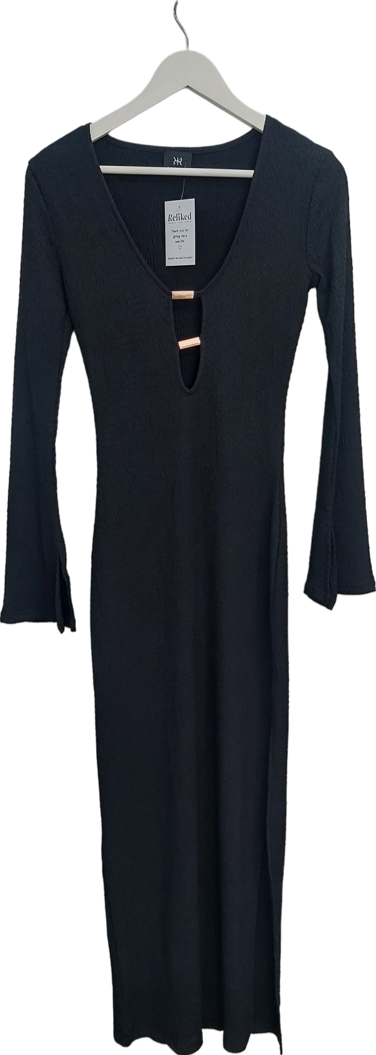 Ruched & Ready Black Beach Please Maxi Dress UK S