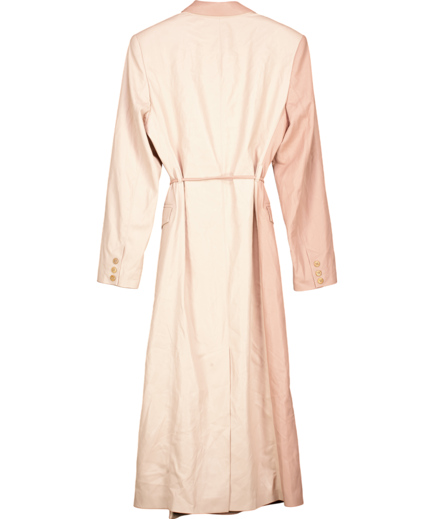 Nanushka Antique Rose Manila Two Tone Vegan Leather Coat UK S