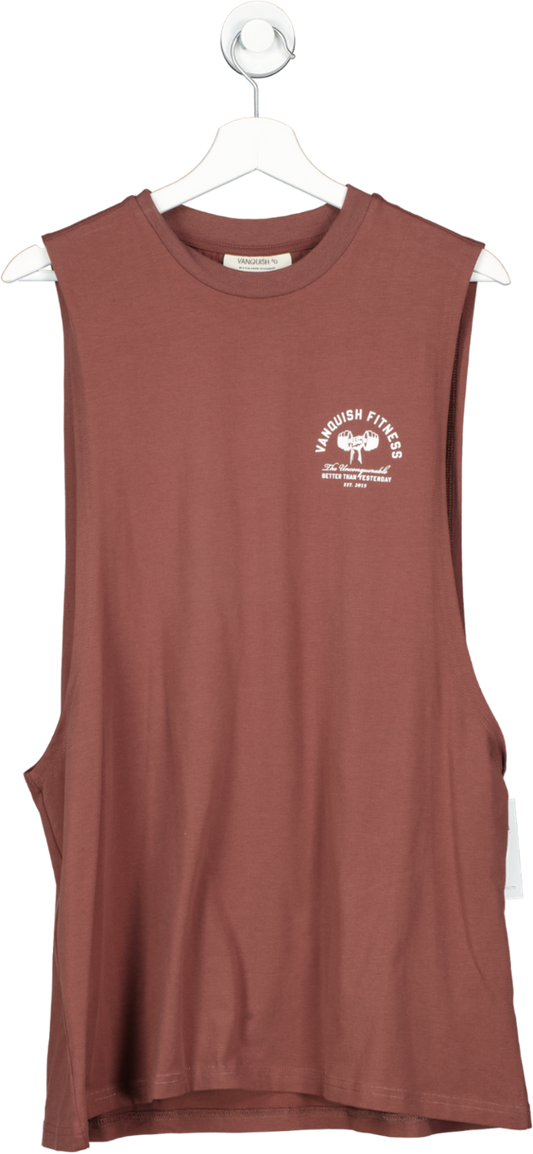 Vanquish Brown Oversized Sleeveless T Shirt UK L