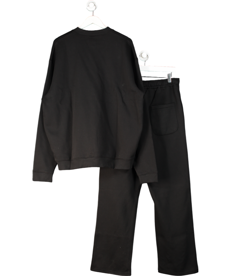 boohooMan Black L’home Embroidered Oversized Sweatshirt & Jogger Tracksuit UK L
