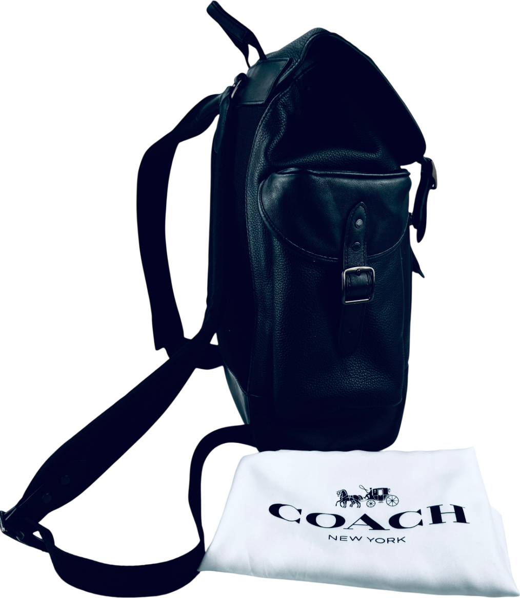 COACH Hitch Black Leather Backpack One Size