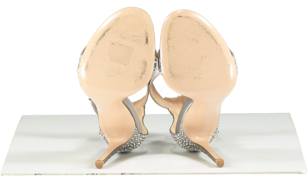 Gianvito Rossi Grey Satin Embellished Sandals UK 5 EU 38 👠