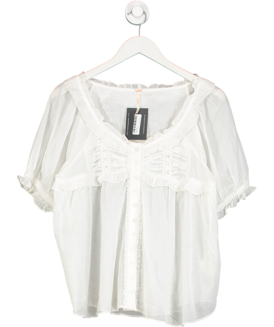 Free People White Cotton Blouse UK M