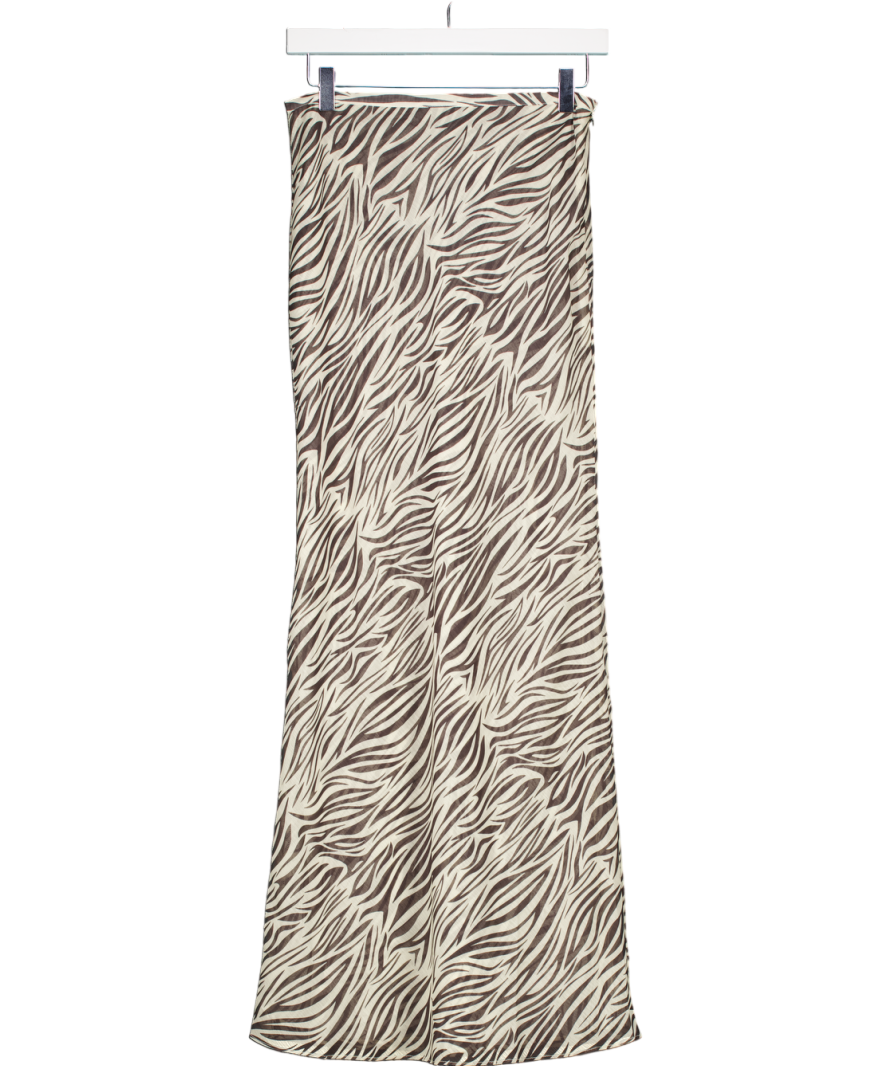 Lioness Black Zebra Print Fishtail Maxi Skirt UK XS