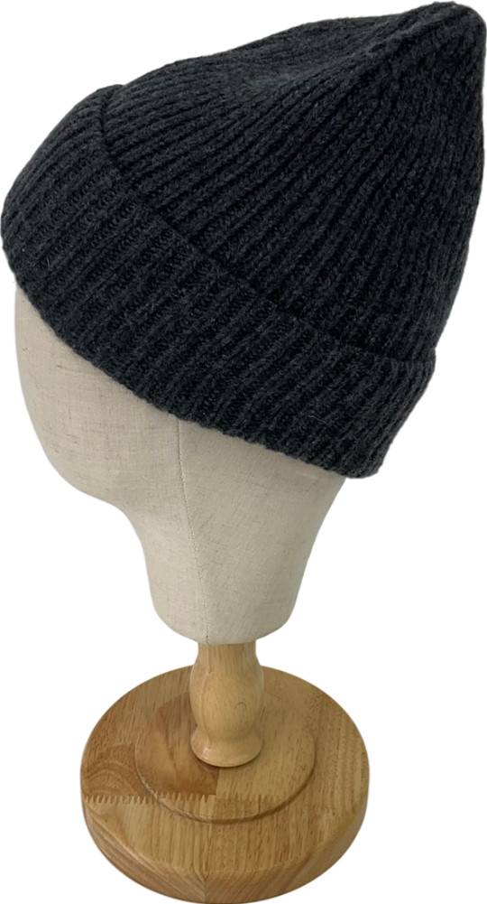 Grey Knitted Beanie Hat One Size