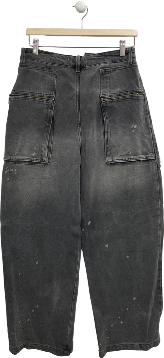 ZARA Black Cargo Barrel Jeans UK 12