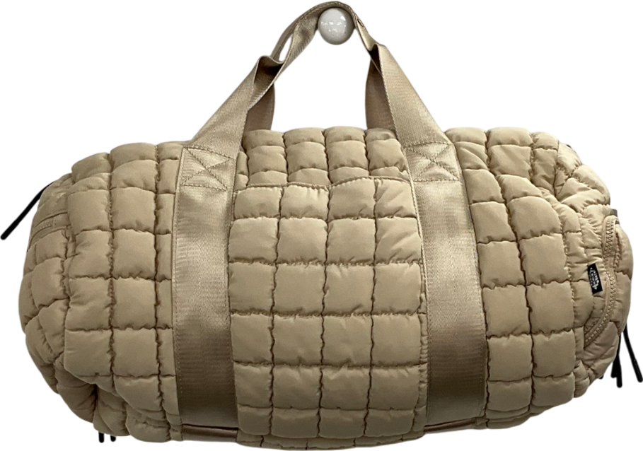 Free People Beige Quilted Duffle Bag With Small Pouch