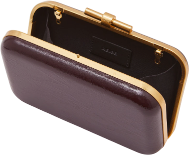 REISS Junie Patent Box Clutch Bag In Burgundy