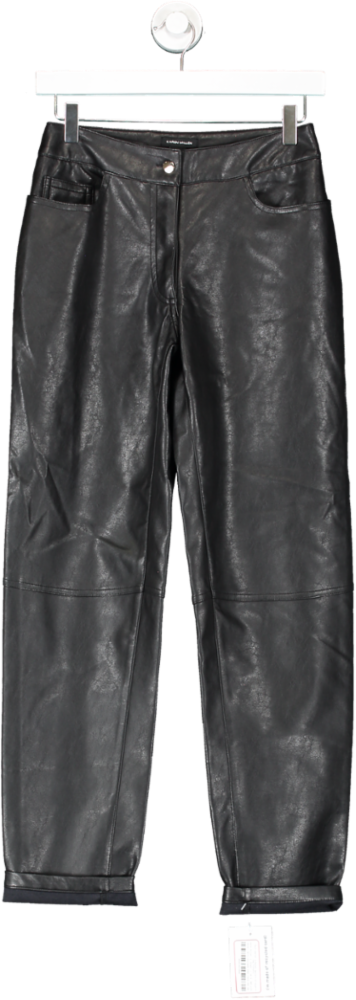 Karen Millen Black Faux Leather 5 Pocket Western Straight Leg Trousers UK 6