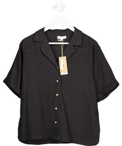 rise Black Button Down Collared Shirt UK 8