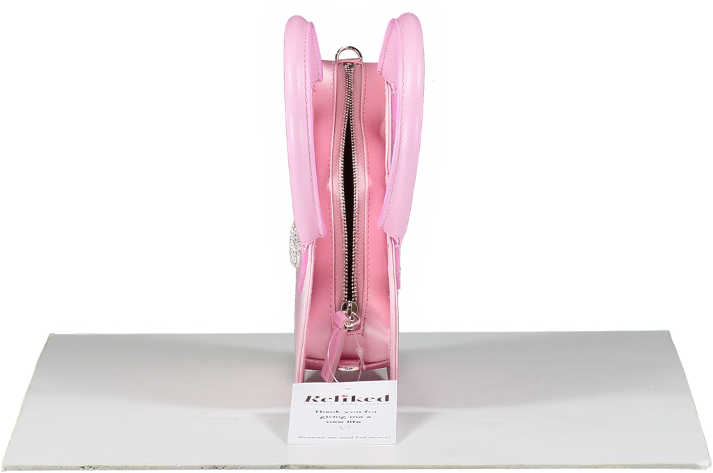 Mach & Mach Pink Satin Crystal-embellished Heart Tote Bag