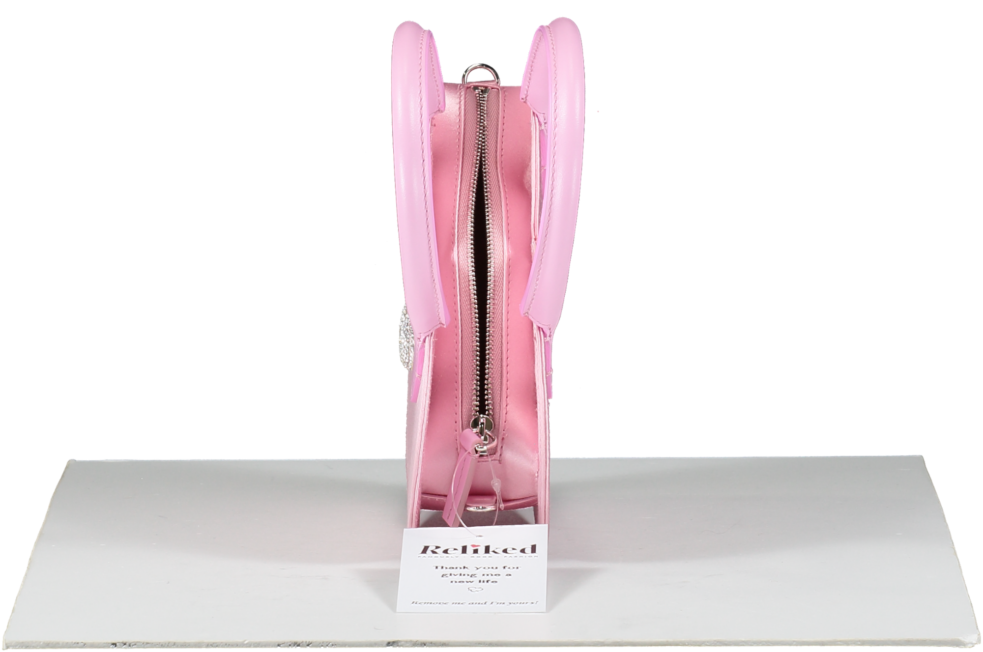 Mach & Mach Pink Satin Crystal-embellished Heart Tote Bag