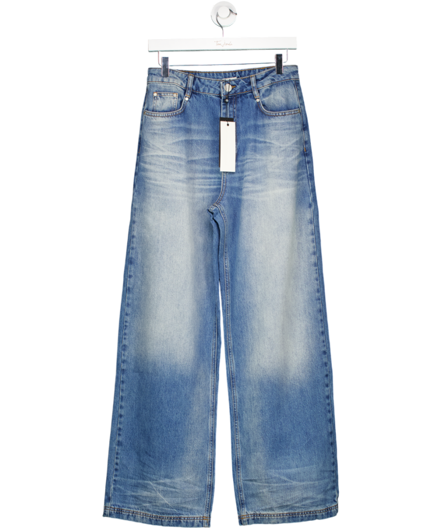 The Couture Club Blue Vintage Wash Mid Rise Emblem Straight Leg Jeans UK 8