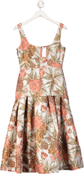 Karen Millen Multicoloured Floral Jacquard Strappy Full Skirted Tailored Maxi Dress - Petite Fit UK 10