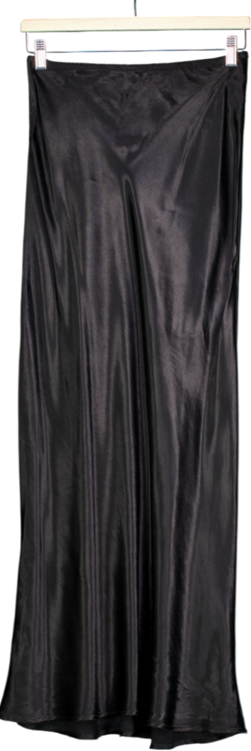 Topshop Black Satin Maxi Skirt UK 8