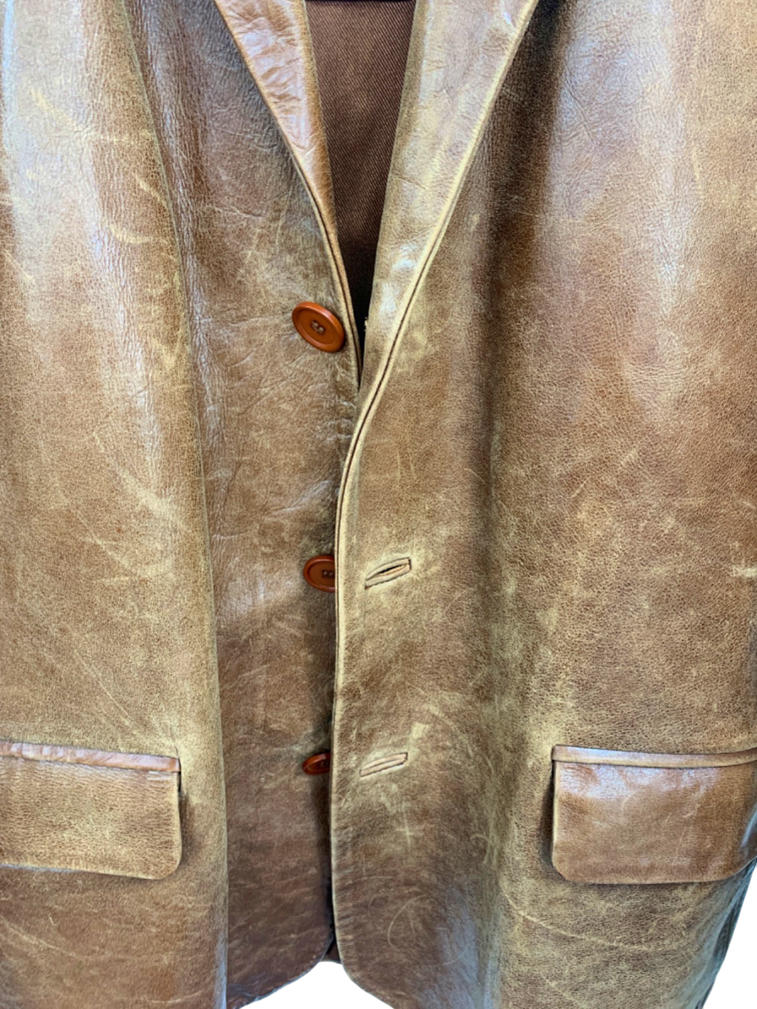 Attraction Brown Leather Blazer UK L