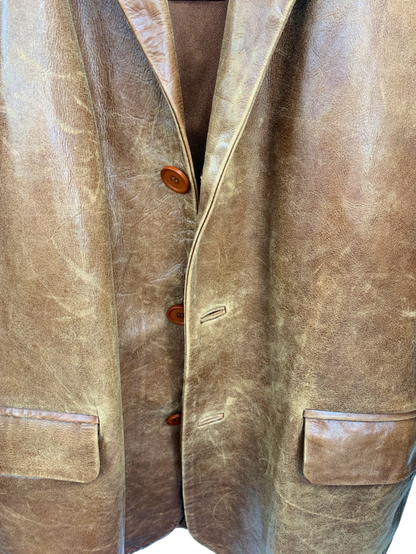 Attraction Brown Leather Blazer UK L