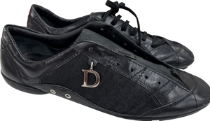Dior Black Leather & Cloth "D" Charm Trainers UK 7.5 EU 40.5